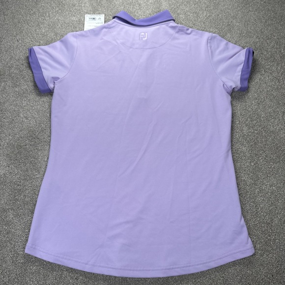Foot Joy FJ Womens Golf Polo Purple Color Block Stitch Small Lavender New - Picture 7 of 12